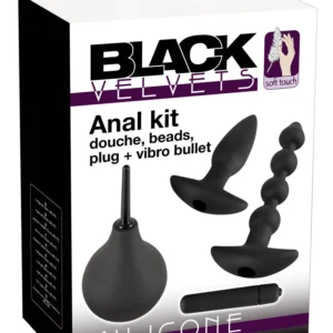 Black Velvets Anal Kit 4-Piece Silicone Set with Intimate Douche