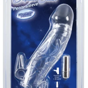 Chrystal Skin Extension Sleeve VI Transparent TPE 23cm with Mini Vibrator