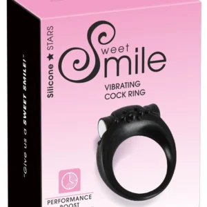 Sweet Smile Black Vibrating Ring Silicone Flexible 3.2cm