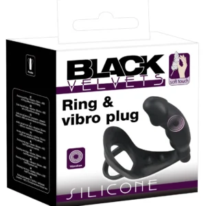 You2Toys Vibrating Silicone Plug & Ring Set, Black, 11.2 cm