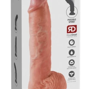 King Cock 10" Flexible Vibrating Model with Suction Base, Beige