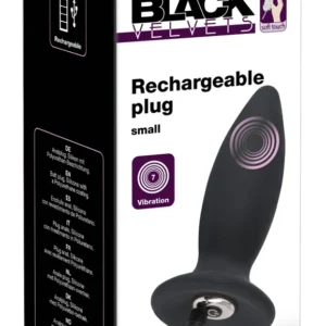 Black Velvets S Vibration Silicone Plug Rechargeable, 11cm, Black