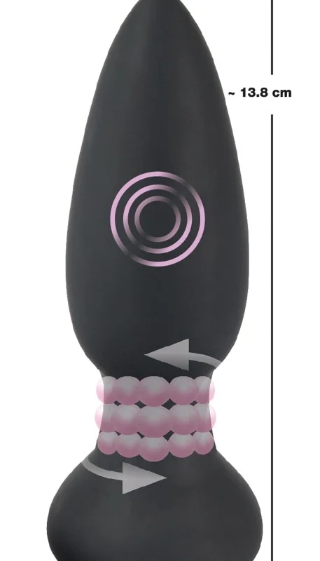 Black Velvets RC Rotating Silicone Anal Plug 14 cm with Remote Control