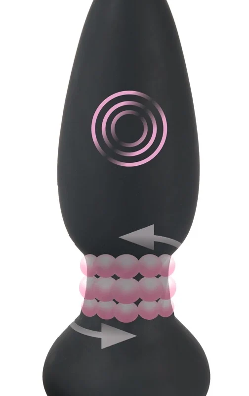 Black Velvets RC Rotating Silicone Anal Plug 14 cm with Remote Control