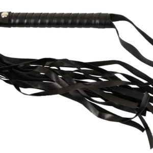 Magic Shiver Black Leather-Look Flogger 46cm with Woven Handle