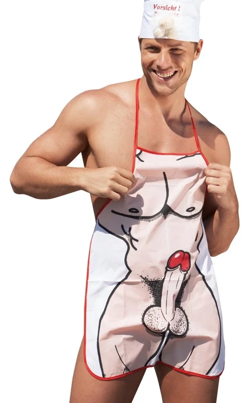You2Toys Apron Man Cartoon Print White Polyester Novelty