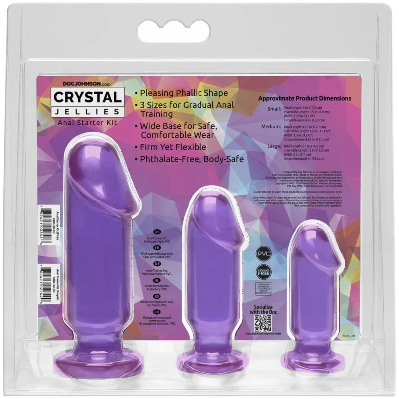 Doc Johnson Crystal Jellies Anal Training Set 3 Sizes Transparent