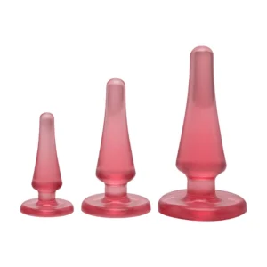 Doc Johnson Crystal Jellies Set - Flexible Silicone Training Plugs, Clear