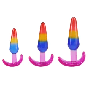 Doc Johnson Crystal Jellies kištukų rinkinys Rainbow S/M/L – laipsniško mokymo rinkinys