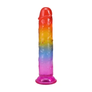 Doc Johnson Crystal Jellies Rainbow modelis 7 colių lankstus paviršius 17,8 cm