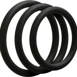 Doc Johnson OptiMALE Thin Silicone Ring Set 3 Sizes Black/Slate