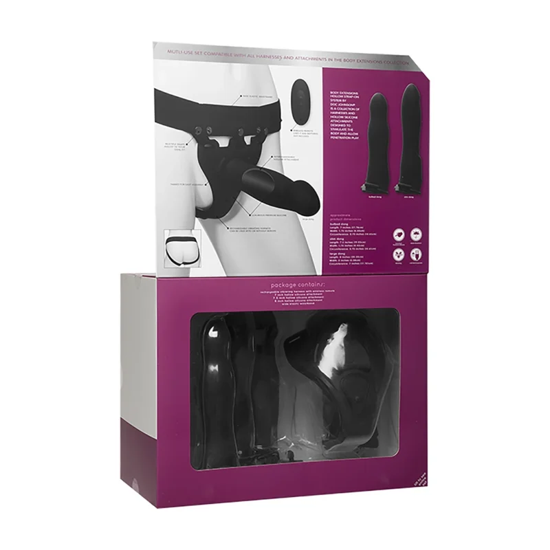 Doc Johnson Body Extensions Silicone Harness Vibrating Set, Black