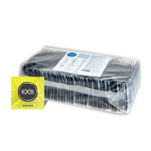 EXS Banana Flavour 100-Pack Condoms - Flared Shape, 54mm, Yellow