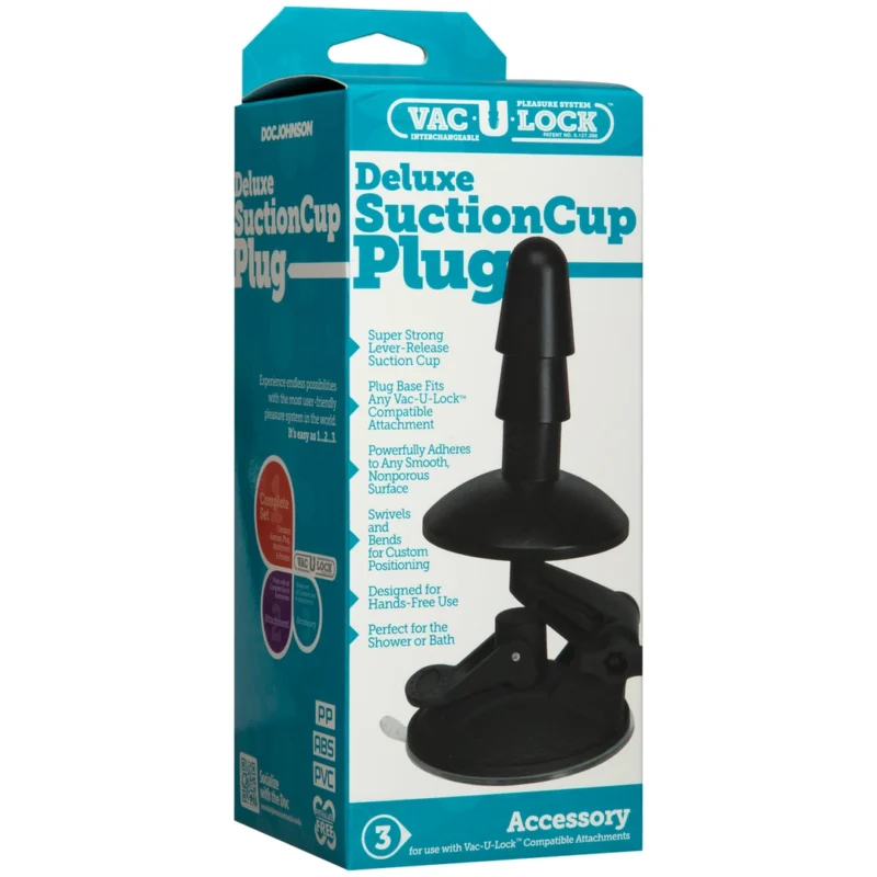 Doc Johnson Deluxe Suction Cup Plug Accessory Set - 2 Pieces, Black