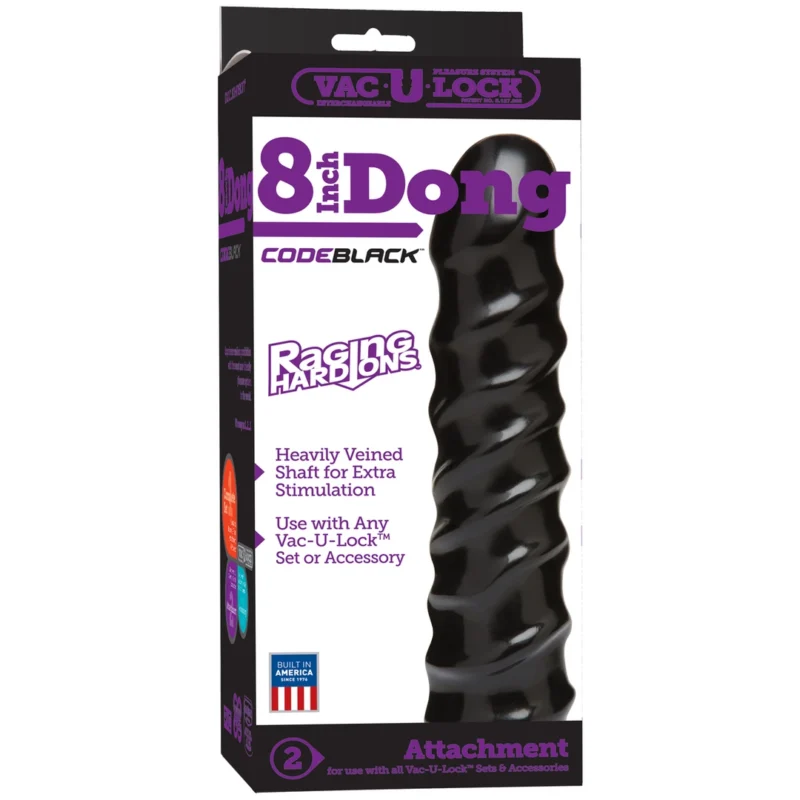 Code Black Raging Hard Model 20 cm - Vac-U-Lock Compatible, Black