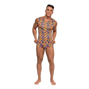 Male Power Pride Fest Fitness Tank Top S Rainbow Herringbone