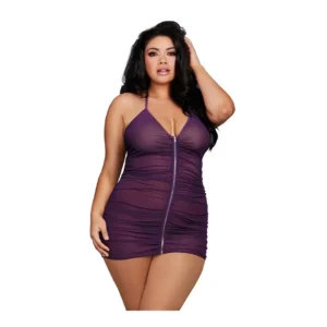 Dreamgirl Chemise & G-String Diamond Mesh Set Black Lingerie