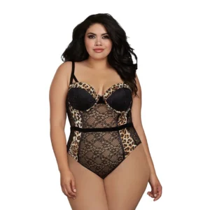 Dreamgirl NH Teddy Plus Size 2X - Elegant Sheer Lace Bodysuit Black