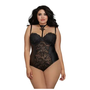 Dreamgirl NH Teddy 2X - Elegant Lace Bodysuit Plus Size Black