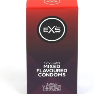EXS Mixed Flavored Condoms 12-Pack - Strawberry, Chocolate, Cola, Bubble-Gum