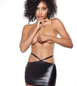 Angel Blush Faux Leather Mini Skirt with Decorative Open Back, One Size