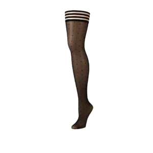 Kix'ies Ally Thigh Highs A Black - Polka Dot Retro Design, No-Slip Grip