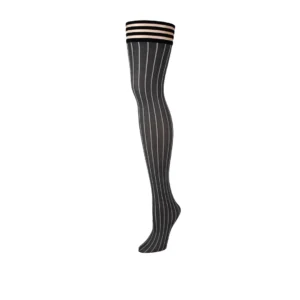 Kix'ies Annabelle Thigh-High Stockings Grey D - Pinstripe No-Slip System
