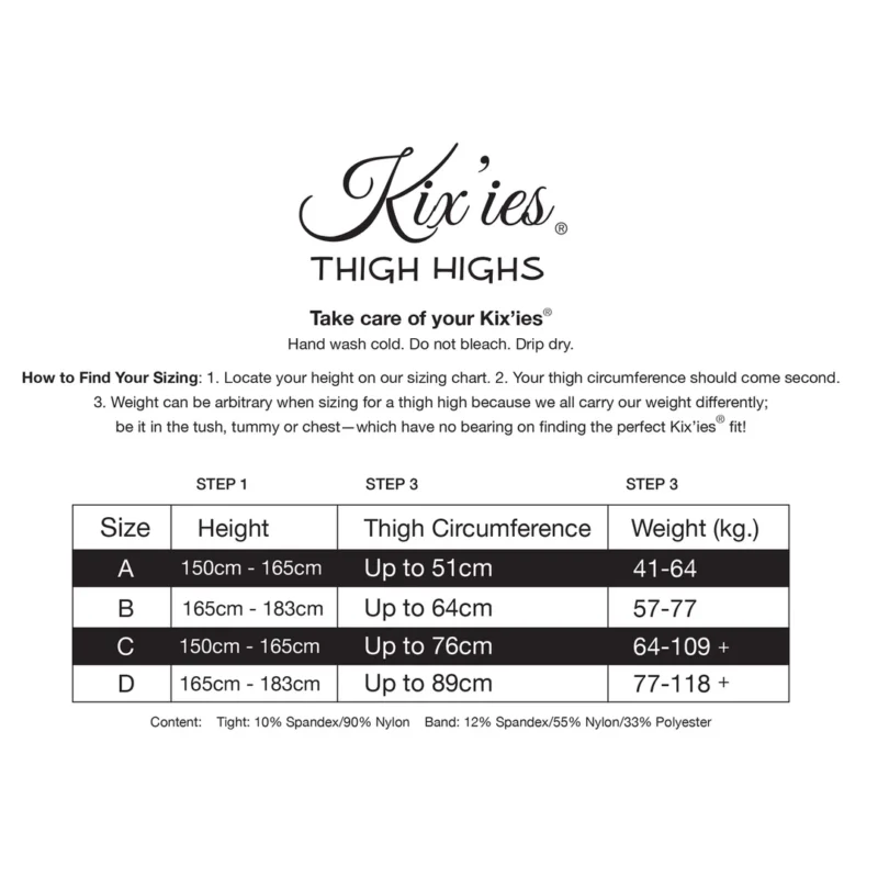 Kix'ies Lois Thigh High Stockings Black D - Stay-Up Silicone Band