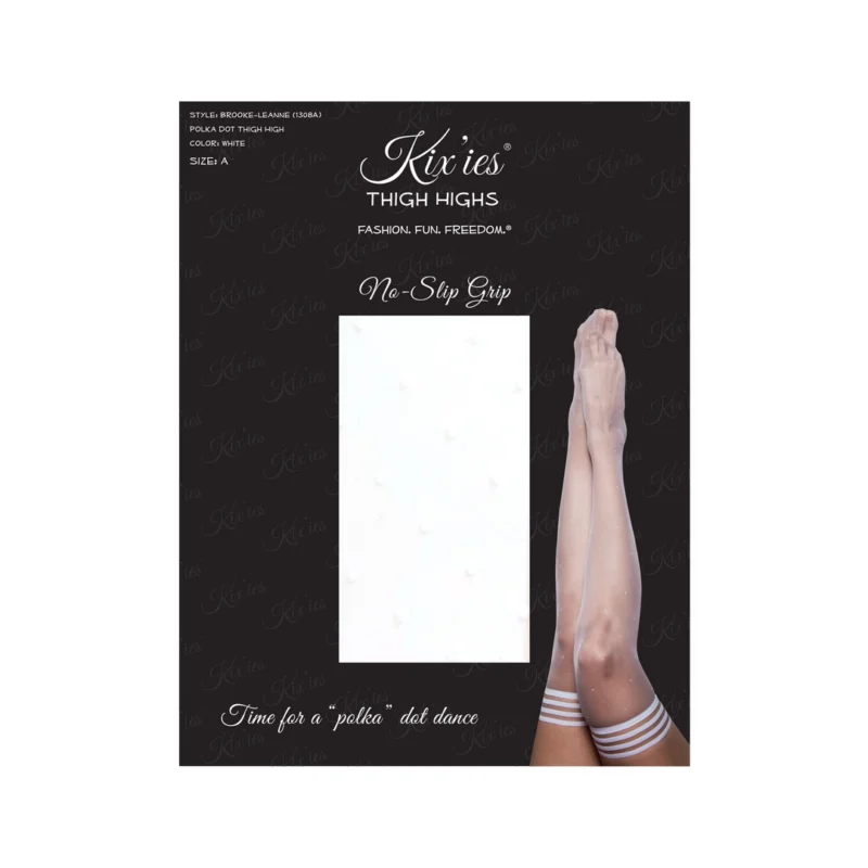 Kix'ies Brooke Leanne Thigh-Highs C Silky Sheer White Polka Dot