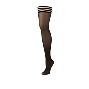 Kix'ies Taylor Thigh Highs D Black - No-Slip, Elegant Stockings
