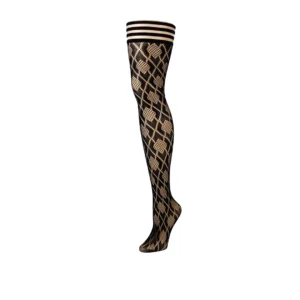 Kix'ies Elle Thigh High Diamond Fishnet Tights Black Size A