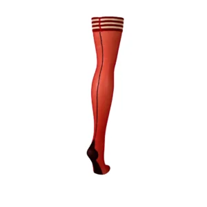 Kix'ies Monica Thigh-Highs Red with Black Seam and Cuban Heel, Size A