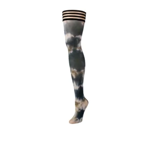 Kix'ies MacKenzie Thigh-Highs C Black Tie-Dye No-Slip Petite-Plus