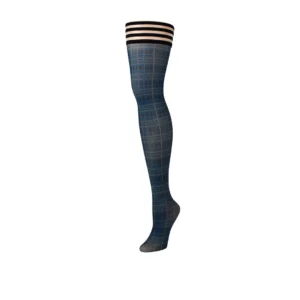 Kix'ies Debbie Navy Blue Plaid Thigh-Highs B Size - No-Slip Grip