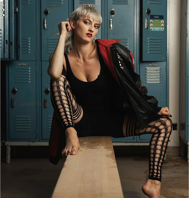 Kix'ies Thigh-High Tights C Black - No-Slip Circle Fishnet Design