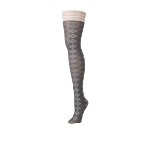 Kix'ies Par 4 Thigh-High Stockings Grey Argyle Size A
