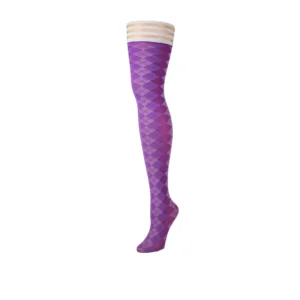 Kix'ies Par 4 Thigh-High Stockings Argyle Purple Size A
