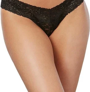 Dreamgirl Lace Thong Black - One Size, Delicate Mesh Design