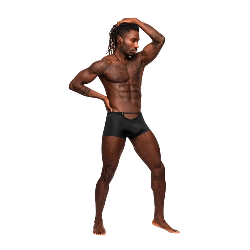 Male Power Magnificence Mini Short S Black with Waist Window Detail