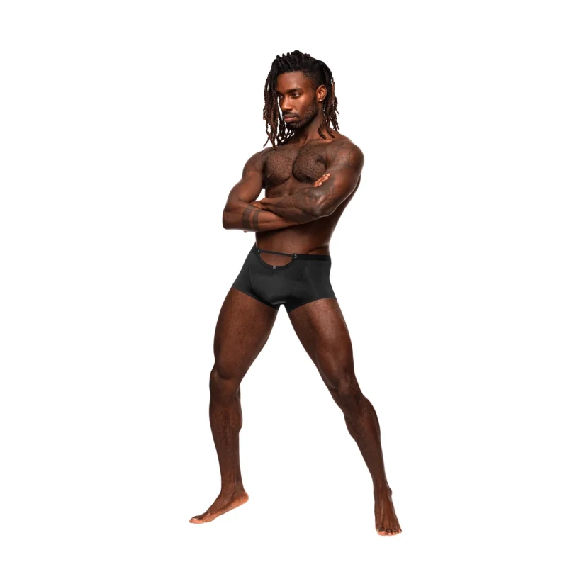 Male Power Magnificence Mini Short S Black with Waist Window Detail