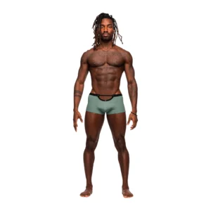 Male Power Mini Short M Jade - Modern Elastic Cut-Out Waist Design