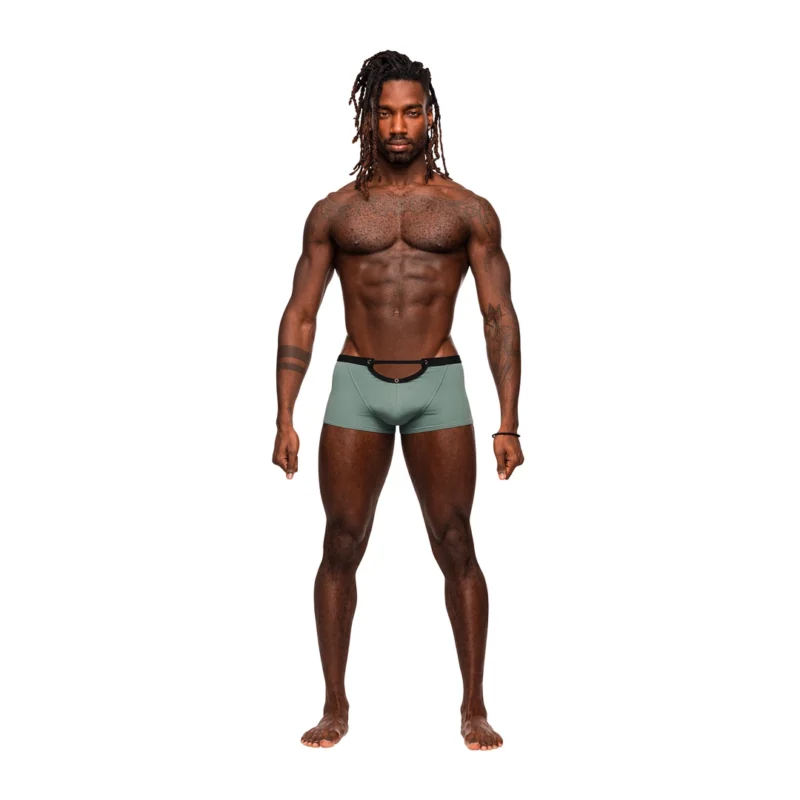Male Power Magnificence Mini Short S Jade - Cut-Out Waistband Detail