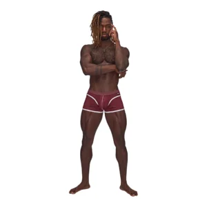 Male Power Sport Mesh Mini Short L Burgundy - Athletic Breathable Design