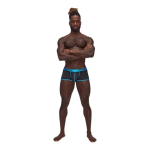 Male Power Uplift Mini Short XL Black - Satin Finish Comfort Wear