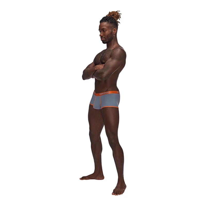 Male Power Uplift Mini Short S Grey - Supportive Pouch & Satin Finish