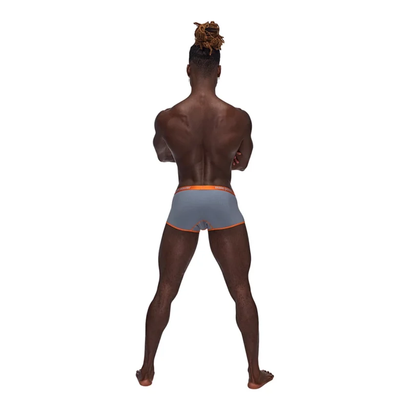 Male Power Uplift Mini Short S Grey - Supportive Pouch & Satin Finish