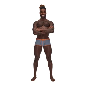 Male Power Uplift Mini Short S Grey - Supportive Pouch & Satin Finish