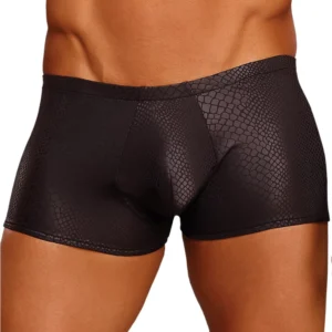 Male Power Black Cobra Mini Short S - Stretch Snakeskin Design