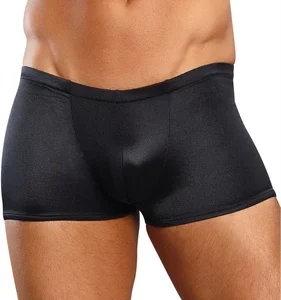 Male Power Lo Rise Satin Spandex Shorts M Black Comfort Fit