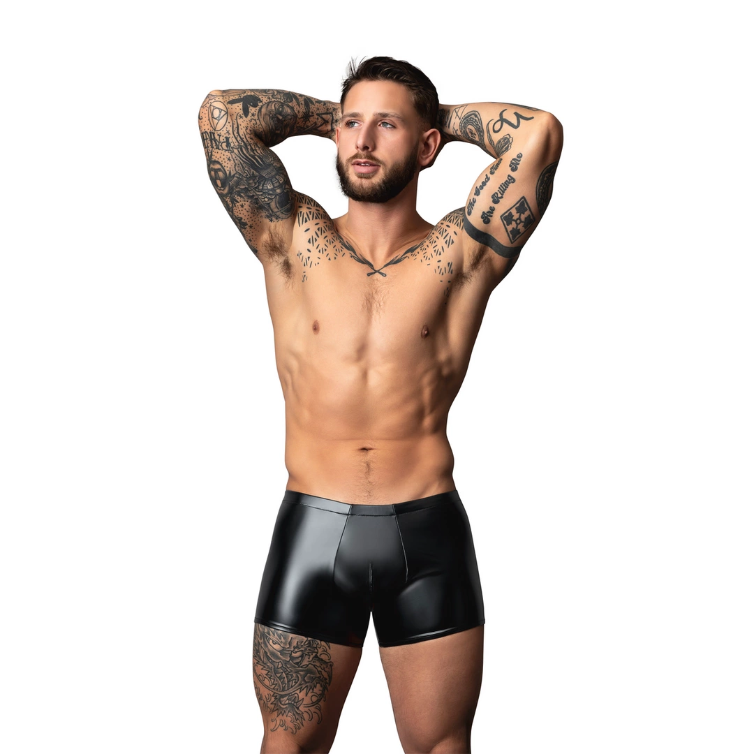 Male Power Liquid Onyx 2.0 Short Pouch XL Juodos Wet Look kelnaitės